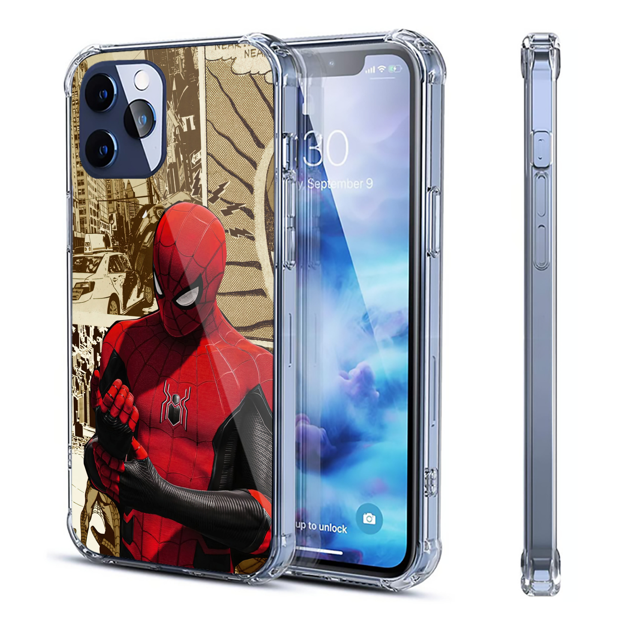 （画像用） Spider Man スパイダーマン 【iPhone 12シリーズ対応】透明スマホケース（クリアソフトケース）